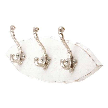 White Silver Small Wall Wooden Iron Hooks